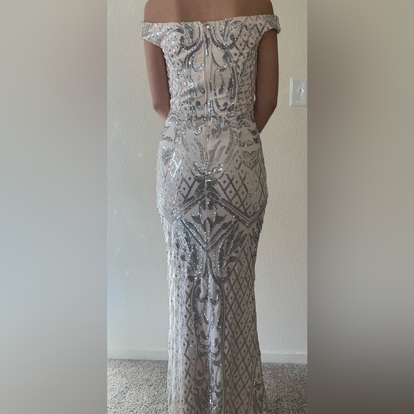 Silver Prom Long Dress - Picture 2 of 2
